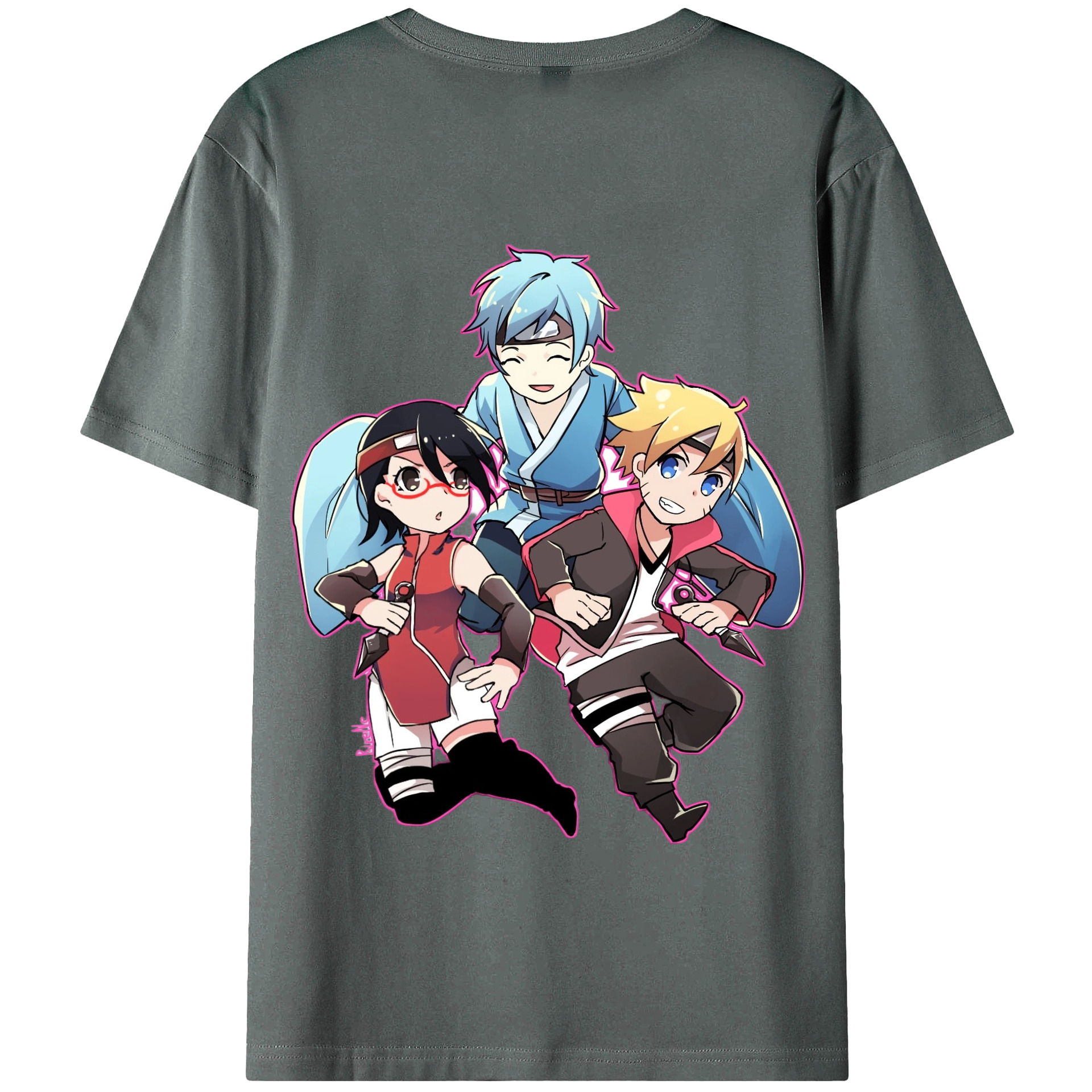 （画像用） NARUTO -ナルト- うちは サラダ Uchiha Sarada 綿100％半袖Tシャツ（背面プリント）